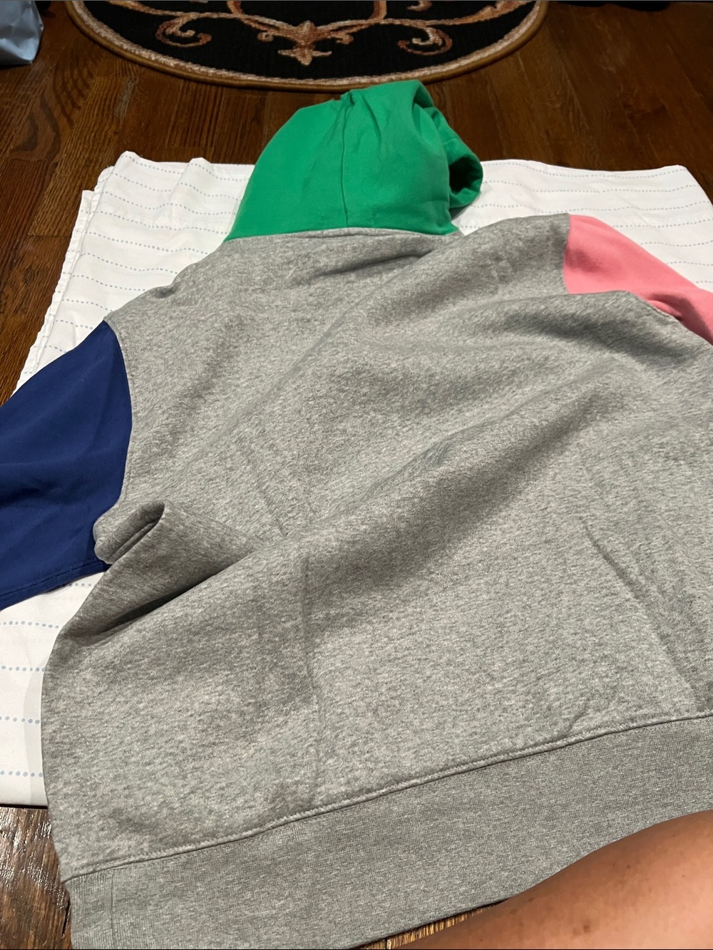 Authentic Ralph Lauren Gray Polo Bear Hoodie with Pink, Blue & Green Accents - Picture 5 of 7